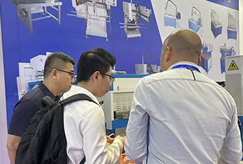 Talking with visitors at a trade show